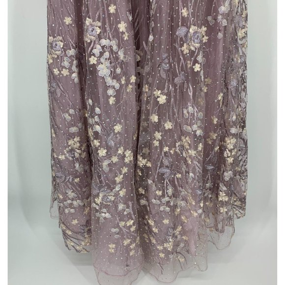 Mac Duggal Dress 20402 Floral Embroidered Long Sleeve Mesh Gown - Picture 15 of 16